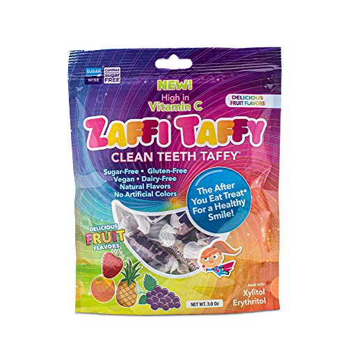 0853231003766 - ZOLLIPOPS CLEAN TEETH TAFFY, ANTI-CAVITY CANDY, NATURAL FRUIT VARIETY, 3 OUNCE
