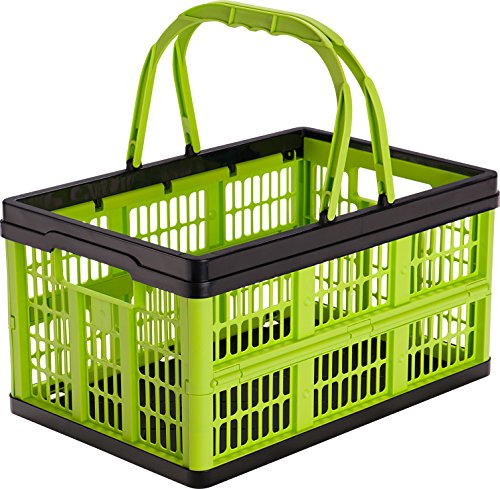 0853520005198 - CLEVERMADE CLEVERCRATES COLLAPSIBLE SHOPPING BASKET, 16 LITER GRATED GROCERY CRATE, KIWI GREEN