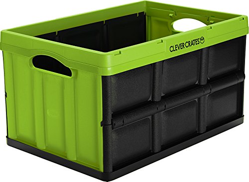 0853520005235 - CLEVERMADE CLEVERCRATES COLLAPSIBLE STORAGE CONTAINER, 46 LITER SOLID UTILITY CRATE, KIWI GREEN