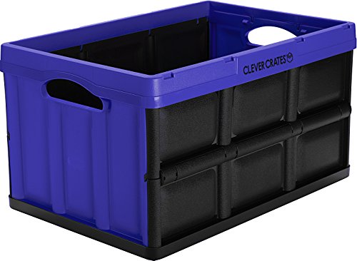 0853520005242 - CLEVERMADE CLEVERCRATES COLLAPSIBLE STORAGE CONTAINER, 46 LITER SOLID UTILITY CRATE, IRIS BLUE