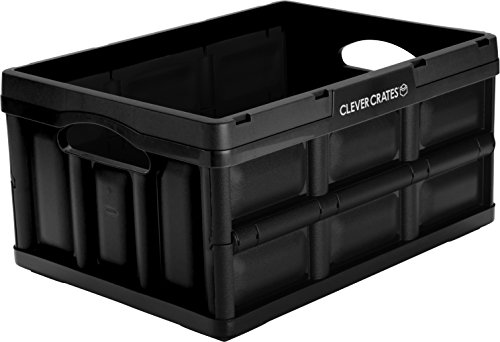 0853520005457 - CLEVERMADE CLEVERCRATES COLLAPSIBLE STORAGE CONTAINER, 32 LITER SOLID UTILITY CRATE, BLACK