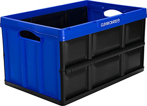 0853520005570 - CLEVERMADE CLEVERCRATES COLLAPSIBLE STORAGE CONTAINER, 62 LITER SOLID UTILITY CRATE, ROYAL BLUE