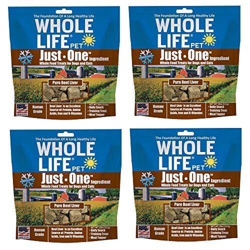 0853521008822 - WHOLE LIFE PET USA SOURCED AND PRODUCED HUMAN GRADE FREEZE DRIED BEEF LIVER DOG AND CAT TREAT VALUE PACK, PROTEIN RICH FOR TRAINING, PICKY EATERS, DIGESTION, WEIGHT CONTROL, 4 BAGS OF 18 OUNCE