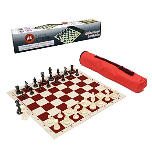 0853578005263 - WHOLESALE CHESS ARCHER CHESS SET COMBO - RED CHESS BOARD & BAG