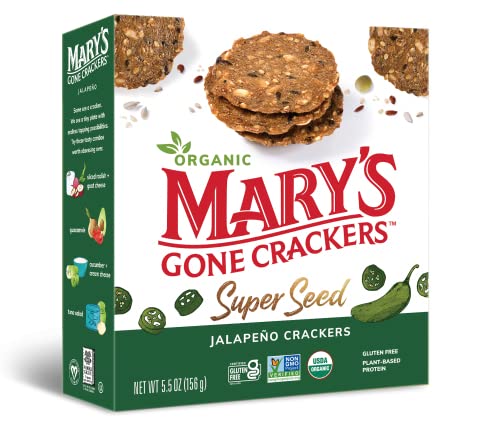 0853665005398 - MARYS GONE CRACKERS SUPER SEED CRACKERS, ORGANIC PLANT BASED PROTEIN, GLUTEN FREE, JALAPENO, 5.5 OUNCE (PACK OF 1)