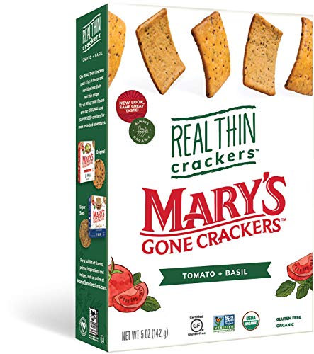 0853665005640 - MARYS GONE CRACKERS REAL THIN CRACKERS, MADE WITH REAL ORGANIC WHOLE INGREDIENTS, GLUTEN FREE, TOMATO BASIL, 5 OUNCE (PACK OF 1)