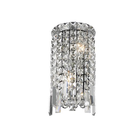 0853742003163 - WORLDWIDE LIGHTING W23610C6 CASCADE 2 LIGHT WITH CLEAR CRYSTAL WALL SCONCE, CHROME FINISH