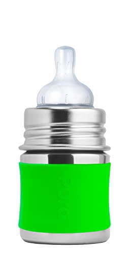 0853766006188 - PURA STAINLESS STEEL BOTTLE WITH SILICONE NIPPLE & SLEEVE GREEN