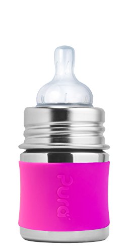 0853766006195 - PURA KIKI STAINLESS STEEL INFANT BOTTLE WITH SILICONE SLEEVE, 5 OUNCE