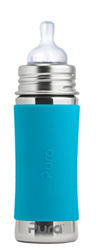 0853766006201 - PURA STAINLESS STEEL INFANT BOTTLE WITH SILICONE NIPPLE & SLEEVE, AQUA