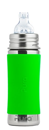 0853766006379 - PURA STAINLESS STEEL TODDLER BOTTLE WITH SILICONE XL SIPPER SPOUT & SLEEVE, GREEN