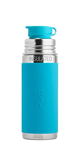 0853766006461 - PURA 9 OZ / 260 ML STAINLESS STEEL INSULATED KIDS SPORT BOTTLE WITH SILICONE SPORT FLIP CAP & SLEEVE, AQUA (PLASTIC FREE, NONTOXIC CERTIFIED, BPA FREE)