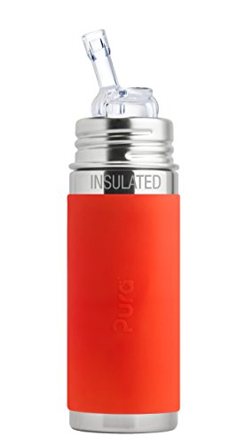 0853766006539 - PURA INSULATED STAINLESS STEEL BOTTLE WITH SILICONE STRAW & SLEEVE, ORANGE