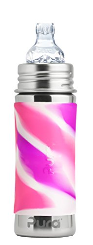 0853766006713 - PURA KIKI 11 OZ / 325 ML STAINLESS STEEL SIPPY CUP WITH SILICONE XL SIPPER SPOUT & SLEEVE, PINK SWIRL (PLASTIC FREE, NONTOXIC CERTIFIED, BPA FREE)