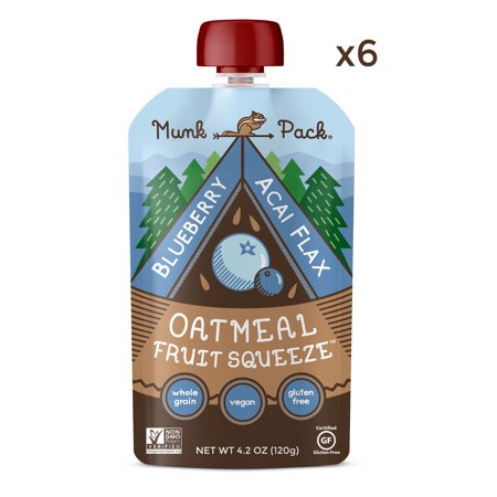 0853787005078 - MUNK PACK OATMEAL FRUIT SQUEEZE POUCH, BLUEBERRY ACAI FLAX, 4.2 OZ, 6 PACK