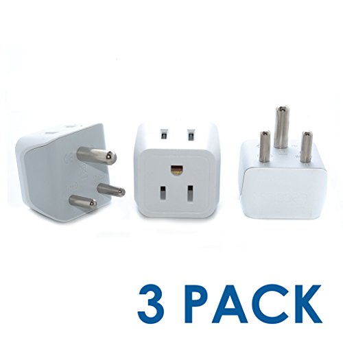 0853826007049 - CEPTICS USA TO INDIA, AFRICA TRAVEL ADAPTER PLUG - TYPE D (3 PACK) - DUAL INPUTS - ULTRA COMPACT
