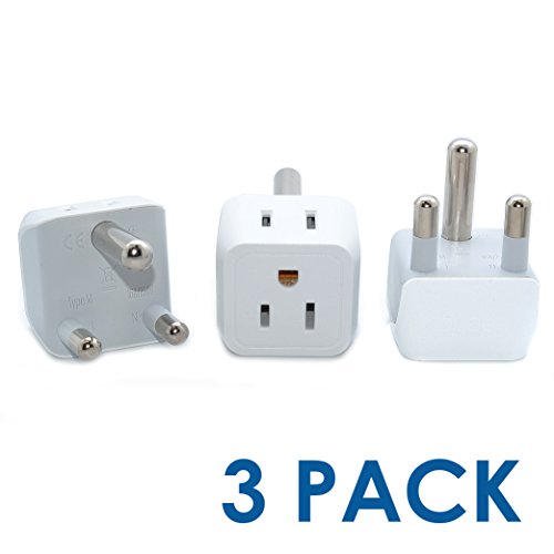 0853826007056 - CEPTICS USA TO SOUTH AFRICA TRAVEL ADAPTER PLUG - TYPE M (3 PACK) - DUAL INPUTS - ULTRA COMPACT