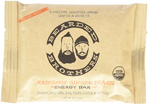 0854030005210 - BEARDED BROTHERS FABULOUS GINGER PEACH ENERGY BAR, RAW, VEGAN, GLUTEN & SOY FREE, NON-GMO, 12 PIECE