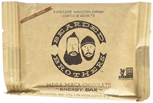 0854030005234 - BEARDED BROTHERS MEGA MACA CHOCOLATE ENERGY BAR - RAW, VEGAN, GLUTEN & SOY FREE, NON-GMO, BARS, 12 PIECE