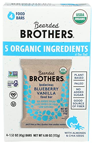 0854030005432 - BEARDED BROTHERS ORGANIC BLUEBERRY VANILLA FOOD BARS, 6.08 OZ