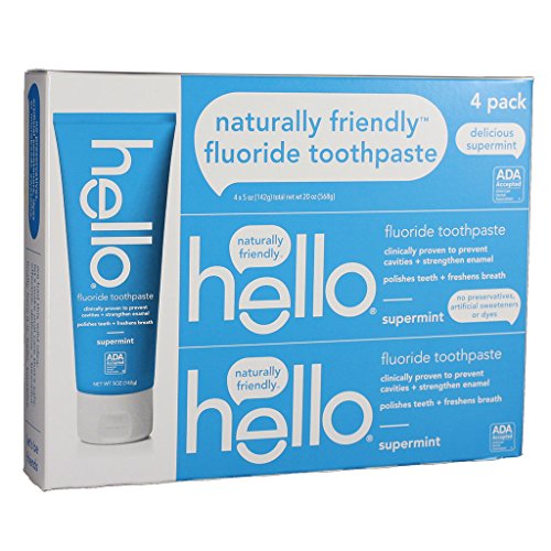 0854296004682 - 4 PACK HELLO FLUORIDE TOOTHPASTE DELICIOUS SUPERMINT 5 OZ EACH 4 PACK