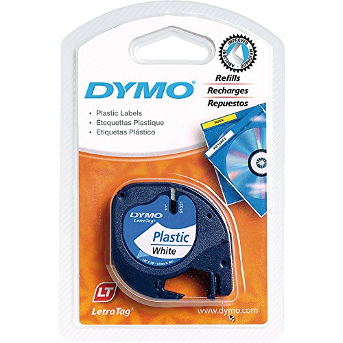 0854432510527 - DYMO LABELING TAPE, LETRATAG LABELERS, PLASTIC, 1/2X13', BLACK ON WHITE