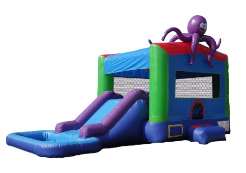 0854489005021 - JUMPORANGE COMMERCIAL GRADE OCTOPUS WET/DRY INFLATABLE BOUNCY HOUSE AND SLIDE COMBO, 13 X 22'
