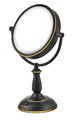 0854610005784 - OVENTE MLT42BZ DUAL SIDED LED SURROUND MAKEUP MIRROR, 1X/10X MAGNIFICATION, OIL RUBBED BRONZE, 2.5 POUND