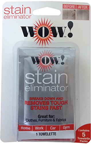 0854629004037 - WOW! STAIN ELIMINATOR & SPOT REMOVER WIPES, INDIVIDUALLY PACKAGED TOWELETTES, PACK OF 5