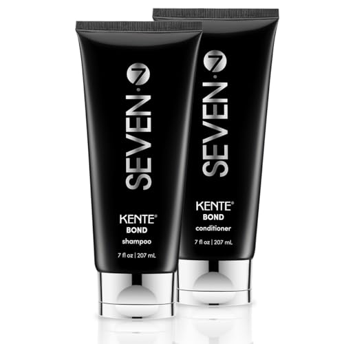 0854835008966 - SEVEN HAIRCARE - KENTE BOND SHAMPOO & CONDITIONER WITH VIT B5 - STRENGTHENING CLEANSING SET FOR DAMAGED HAIR - REPAIR DAMAGED HAIR & MEND SPLIT ENDS - SULFATE FREE & PARABEN FREE - 7 OZ
