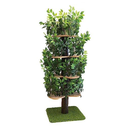 0854878008817 - ON2 PETS CAT TREE WITH LEAVES MADE IN USA, XL CAT HOUSE & CAT ACTIVITY TREE, MULTI-LEVEL CAT CONDO FOR INDOOR CATS
