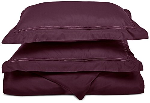 0855031135395 - SUPERIOR 2-LINE BUBBLE DUVET COVER WITH EMBROIDERED SHAMS, LUXURIOUS SILKY SOFT, LIGHT WEIGHT, WRINKLE RESISTANT BRUSHED MICROFIBER, FULL/QUEEN SIZE 3-PIECE DUVET COVER SET, PLUM