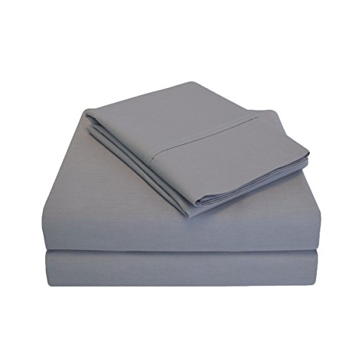 0855031160625 - PERCALE 300 THREAD COUNT 100% COTTON, DEEP POCKET, 4-PIECE QUEEN BED SHEET SET, SOLID, GREY