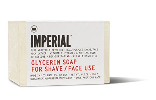 0855070005062 - IMPERIAL BARBER GLYCERIN SOAP TWO IN ONE CLEANSING & SHAVING BAR SOAP 6.2 OZ -MADE IN THE USA