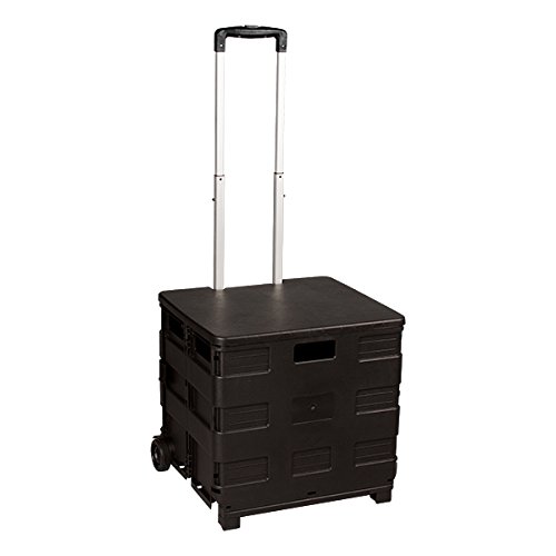 0855138005461 - NORWOOD COMMERCIAL FURNITURE NOR-IYG1078-SO-AZ COLLAPSIBLE UNIVERSAL ROLLING ORGANIZER TOTE WITH ADJUSTABLE HANDLE, WHEELS AND LID, 16.5 X 16.5 X 16 SIZE, BLACK
