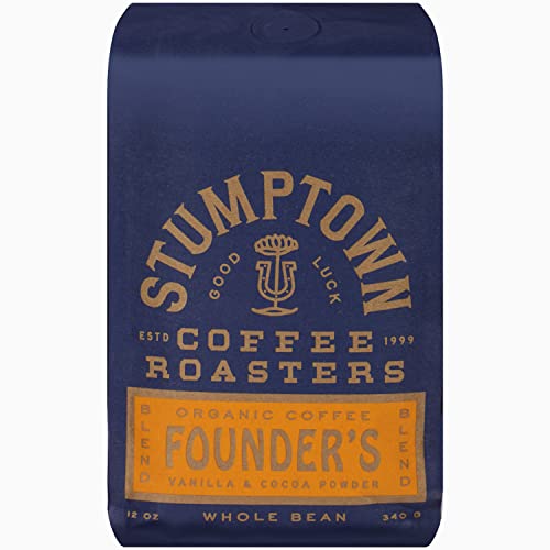 0855186006281 - STUMPTOWN COFFEE ROASTERS, MEDIUM ROAST ORGANIC WHOLE BEAN COFFEE - FOUNDERS BLEND 12 OUNCE BAG WITH FLAVOR NOTES OF VANILLA AND COCOA POWDER