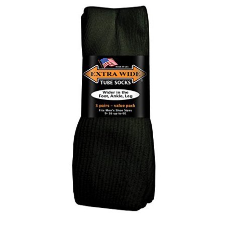 0855432002159 - EXTRA-WIDE TUBE SOCKS BLACK FIT SHOES 9-15 UP TO 6E 3-PAIRS DIABETIC USA
