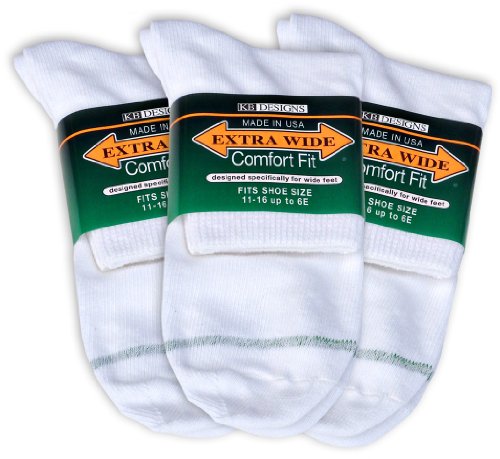 0855432002319 - EXTRA WIDE ATHLETIC QUARTER SOCKS FOR MEN (3 PACK) (11-16 (UP TO 6E WIDE), WHITE