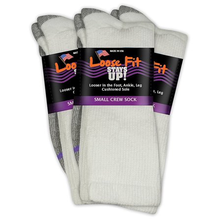 0855432002418 - EXTRA WIDE SOCK CO. NEW WHITE MEN SMALL S LOOSE FIT STAY UP CREW SOCKS