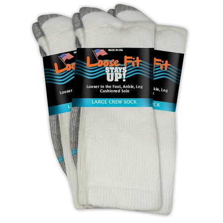 0855432002432 - EXTRA WIDE LOOSE FIT STAYS UP SOCK - SIZE LARGE (WHITE L)
