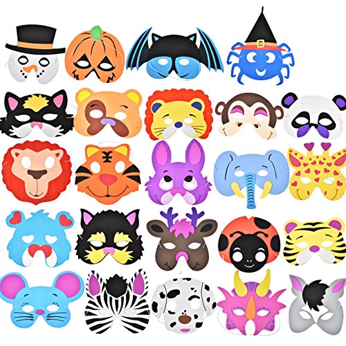 0855555007208 - PARTYWOO 24PIECE ASSORTED FOAM ANIMAL MASKS FOR BIRTHDAY PARTY FAVORS DRESS-UP COSTUME