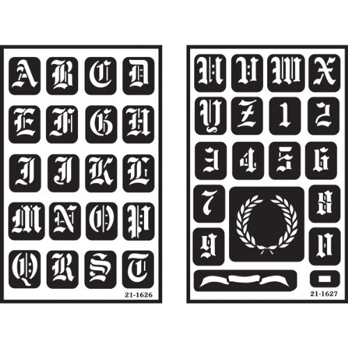 0085593216267 - ARMOUR ETCH OVER N OVER STENCIL, 1-INCH HIGH ALPHABET, 2 PAGES