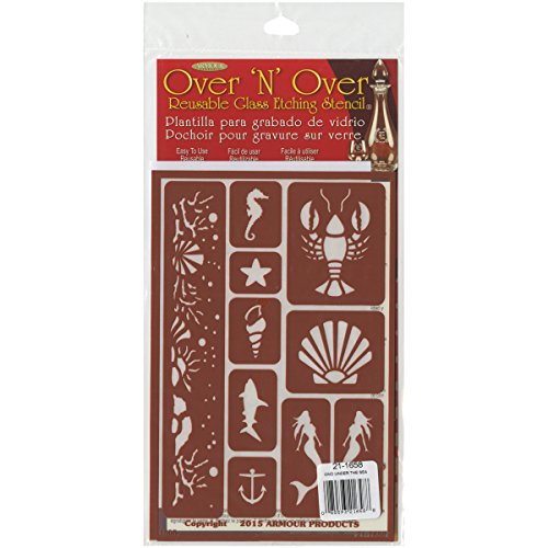 0085593216588 - ARMOUR PRODUCTS OVER N OVER GLASS ETCHING STENCIL, 5-INCH BY 8-INCH, UNDER THE SEA