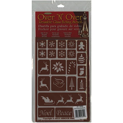 0085593216595 - ARMOUR PRODUCTS OVER N OVER GLASS ETCHING STENCIL, 5-INCH BY 8-INCH, HOLIDAY BAUBLES