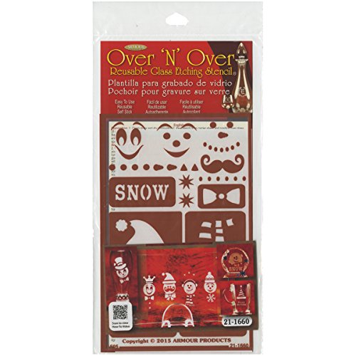 0085593216601 - ARMOUR PRODUCTS OVER N OVER GLASS ETCHING STENCIL, 5-INCH BY 8-INCH, SNOW FUN