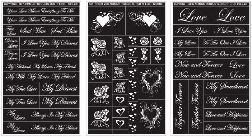 0085593270146 - ARMOUR PRODUCTS 1868186 RUB N ETCH GLASS ETCHING STENCILS 5 IN. X 8 IN. 3-PKG-ROMANTIC MOMENTS