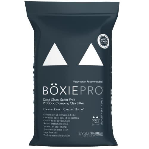 0855978006536 - BOXIEPRO DEEP CLEAN, SCENT FREE, PROBIOTIC CLUMPING CAT LITTER - CLAY FORMULA - CLEANER HOME - ULTRA CLEAN LITTER BOX, PROBIOTIC POWERED ODOR CONTROL, HARD CLUMPING LITTER, 99.9% DUST FREE