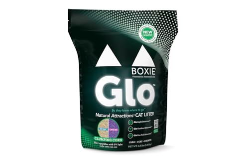 0855978006734 - BOXIE GLO PLANT-BASED CORN CLUMPING CAT LITTER, 6.5LB, MULTI CAT, SUPERIOR ODOR CONTROL, LOW TRACKING, DUST FREE