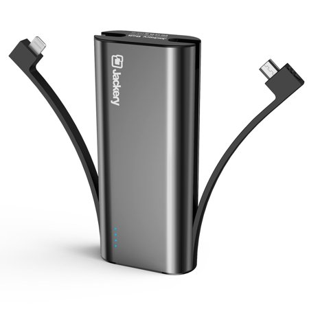 0856349004397 - JACKERY BOLT 6,000 MAH ULTRA-COMPACT EXTERNAL BATTERY CHARGER, PORTABLE POWER BANK AND TRAVEL CHARGER WITH BUILT-IN LIGHTNING & MICRO USB CABLES (BLACK)