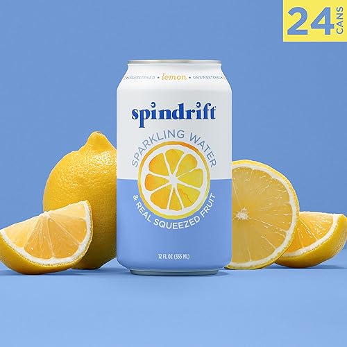 0856579002224 - SPINDRIFT SPARKLING WATER, LEMON FLAVORED, MADE WITH REAL SQUEEZED FRUIT, 12 FL OZ CANS, PACK OF 24 (ONLY 3 CALORIES PER SELTZER WATER CAN)